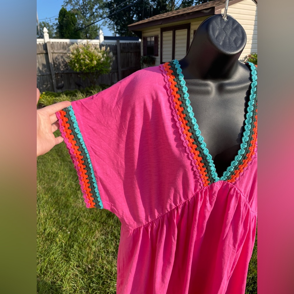NWT Boden crochet cotton pockets dress 22 24 V neck‎ pink resort boho beach - Picture 7 of 15
